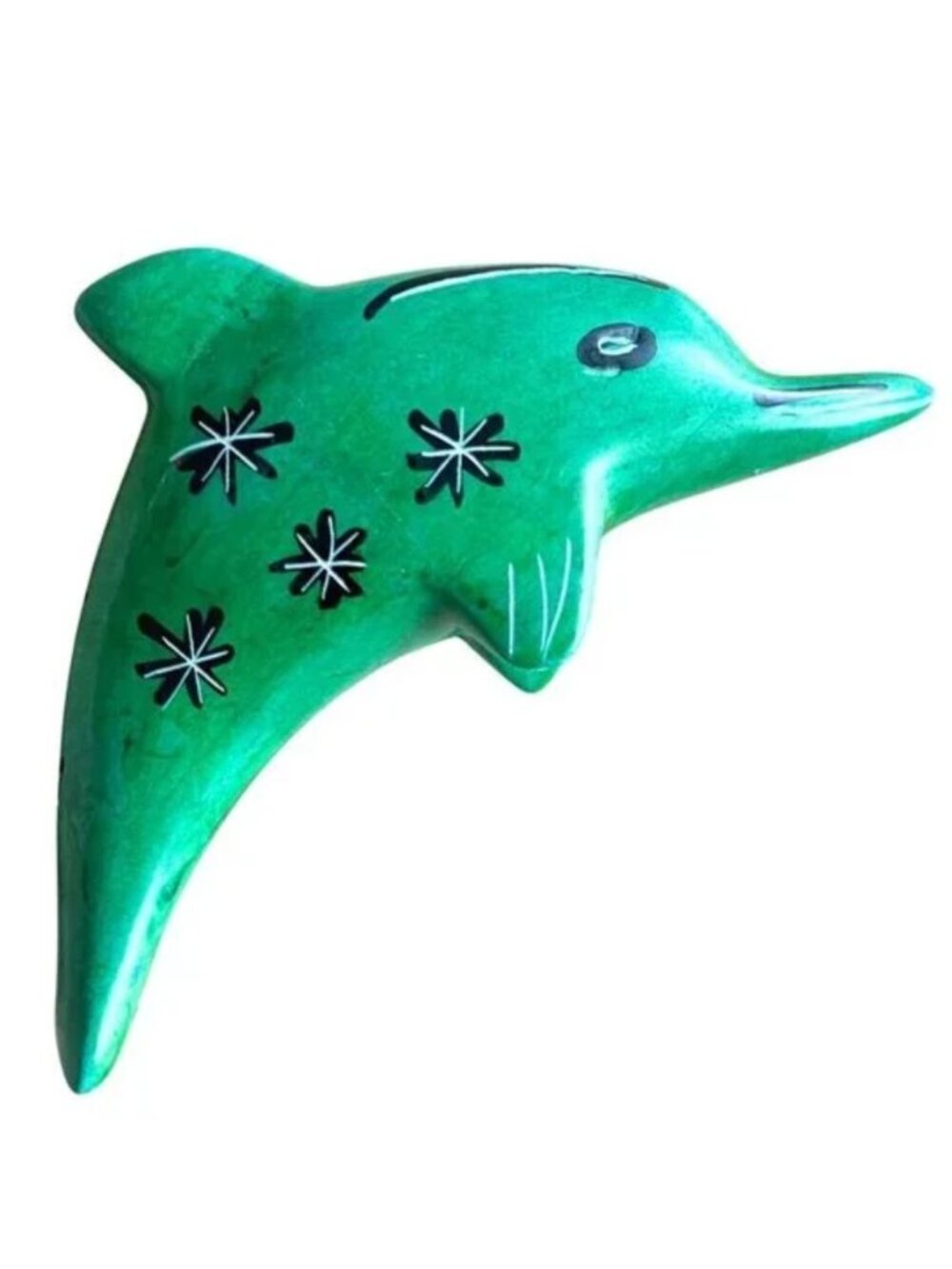 Small Green Soapstone Dolphin Figurine Sculpture Statue Decoration Decor